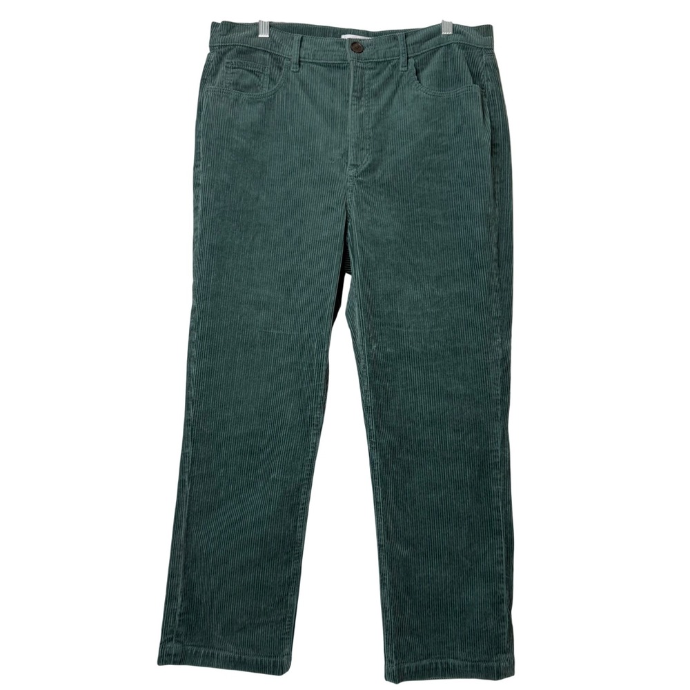 Loft High Rise Straight Leg Corduroy Pants Womens 12 31 Green Preppy Boho Casual
